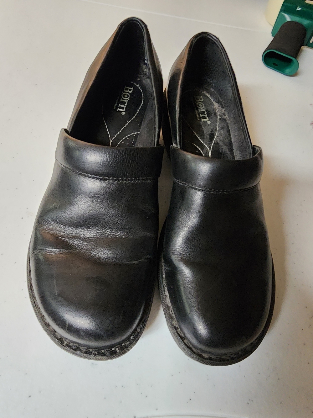 Born Black Leather Slip-On Clogs. Sz 9